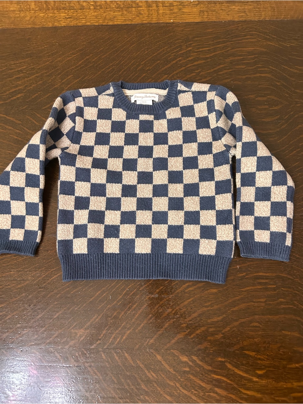 Tommy Bahama 2T Checkerboard Crewneck Sweater - Blue and Cream